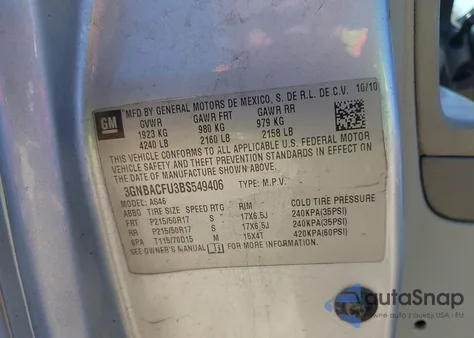 2011 Chevrolet Hhr Lt из США, поврежденный, VIN 3GNBACFU3BS549406